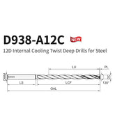 G-D938-A12CSHANK 12D Internal Cooling Twist Deep Drills for Steel 12D - Big-tools Industrial Supply Tools for Metal Cutting